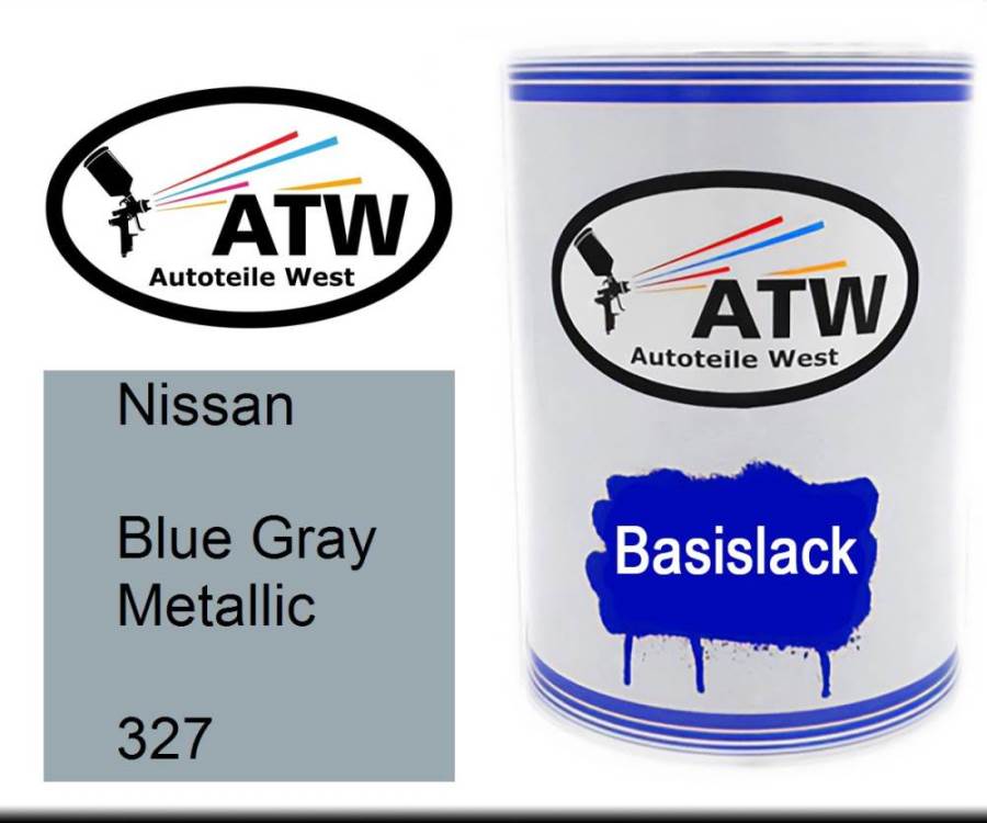 Nissan, Blue Gray Metallic, 327: 500ml Lackdose, von ATW Autoteile West.